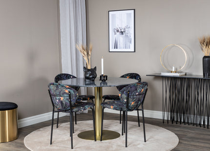Venture Home Vault & Estelle Matstolar 2-pack Svart + Runda Matbord ⌀106 Mörkgrå