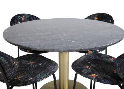 Venture Home Vault & Estelle Matstolar 2-pack Svart + Runda Matbord ⌀106 Mörkgrå