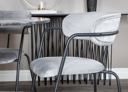 Venture Home Arrow & Estelle Matstolar 2-pack Grå + Runda Matbord ⌀106 Mörkgrå