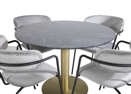 Venture Home Arrow & Estelle Matstolar 2-pack Grå + Runda Matbord ⌀106 Mörkgrå