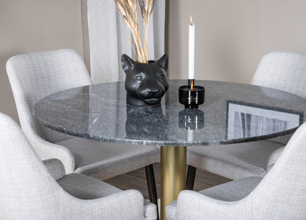 Venture Home Plaza & Estelle Matstolar 2-pack Grå + Runda Matbord ⌀106 Mörkgrå