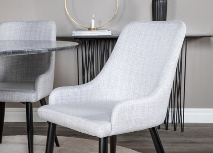 Venture Home Plaza & Estelle Matstolar 2-pack Grå + Runda Matbord ⌀106 Mörkgrå