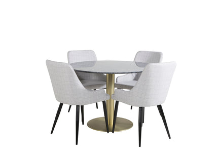 Venture Home Plaza & Estelle Matstolar 2-pack Grå + Runda Matbord ⌀106 Mörkgrå