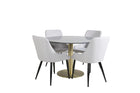 Venture Home Plaza & Estelle Matstolar 2-pack Grå + Runda Matbord ⌀106 Mörkgrå