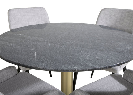 Venture Home Plaza & Estelle Matstolar 2-pack Grå + Runda Matbord ⌀106 Mörkgrå