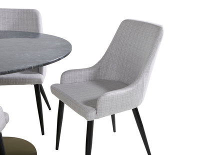 Venture Home Plaza & Estelle Matstolar 2-pack Grå + Runda Matbord ⌀106 Mörkgrå