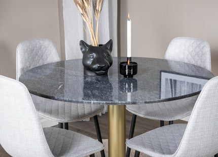 Venture Home Polar & Estelle Matstolar 2-pack Grå + Runda Matbord ⌀106 Mörkgrå
