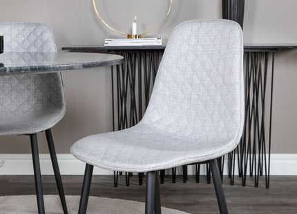 Venture Home Polar & Estelle Matstolar 2-pack Grå + Runda Matbord ⌀106 Mörkgrå