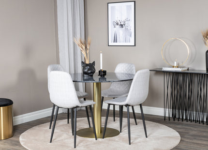 Venture Home Polar & Estelle Matstolar 2-pack Grå + Runda Matbord ⌀106 Mörkgrå