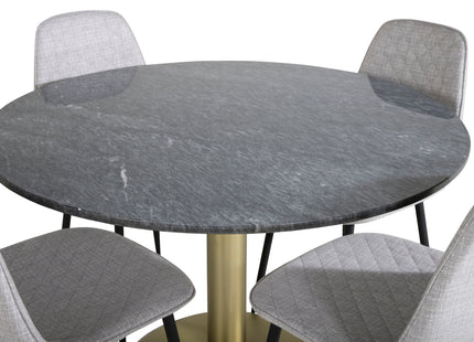 Venture Home Polar & Estelle Matstolar 2-pack Grå + Runda Matbord ⌀106 Mörkgrå