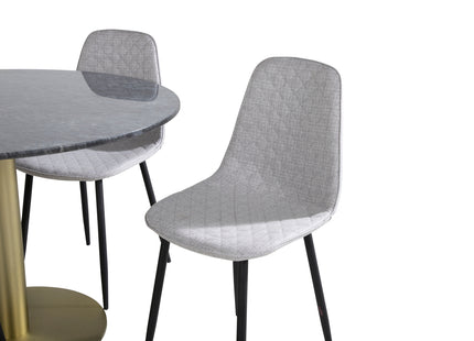 Venture Home Polar & Estelle Matstolar 2-pack Grå + Runda Matbord ⌀106 Mörkgrå