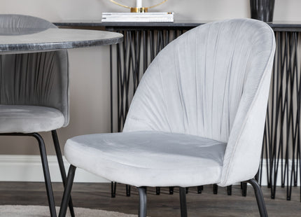 Venture Home Wrinkles & Estelle Matstolar 2-pack Grå + Runda Matbord ⌀106 Mörkgrå