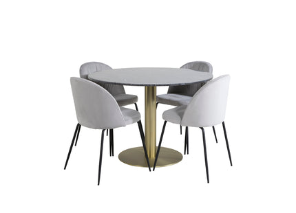 Venture Home Wrinkles & Estelle Matstolar 2-pack Grå + Runda Matbord ⌀106 Mörkgrå