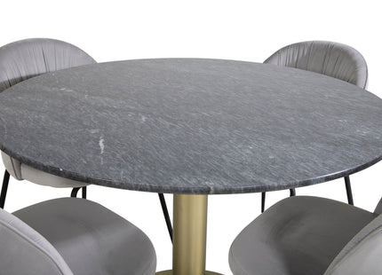 Venture Home Wrinkles & Estelle Matstolar 2-pack Grå + Runda Matbord ⌀106 Mörkgrå