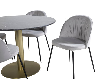 Venture Home Wrinkles & Estelle Matstolar 2-pack Grå + Runda Matbord ⌀106 Mörkgrå