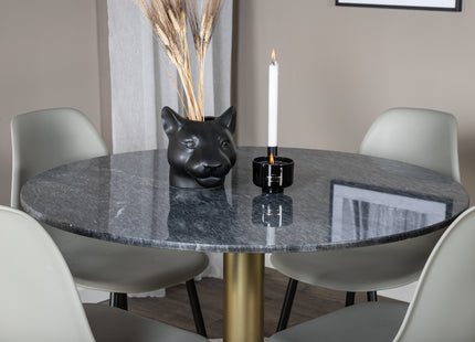 Venture Home Polar & Estelle Matstolar 2-pack Grå + Runda Matbord ⌀106 Mörkgrå