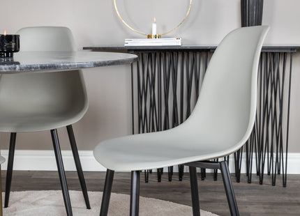 Venture Home Polar & Estelle Matstolar 2-pack Grå + Runda Matbord ⌀106 Mörkgrå