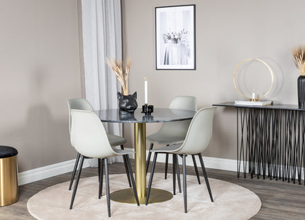 Venture Home Polar & Estelle Matstolar 2-pack Grå + Runda Matbord ⌀106 Mörkgrå