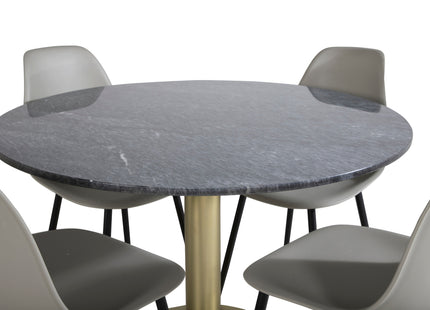 Venture Home Polar & Estelle Matstolar 2-pack Grå + Runda Matbord ⌀106 Mörkgrå