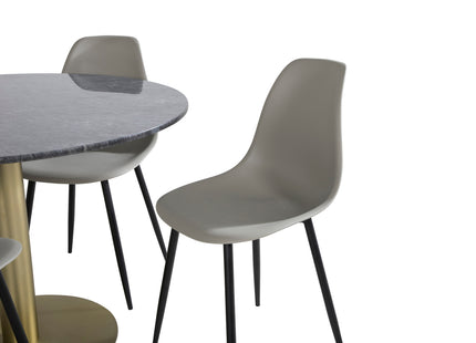 Venture Home Polar & Estelle Matstolar 2-pack Grå + Runda Matbord ⌀106 Mörkgrå