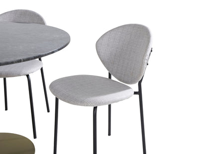 Venture Home Vault & Estelle Matstolar 2-pack Grå + Runda Matbord ⌀106 Mörkgrå