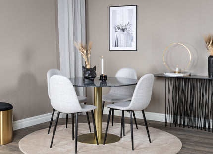 Venture Home Polar & Estelle Matstolar 2-pack Grå + Runda Matbord ⌀106 Mörkgrå