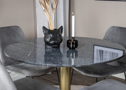 Venture Home Muce & Estelle Matstolar 2-pack Grå + Runda Matbord ⌀106 Mörkgrå