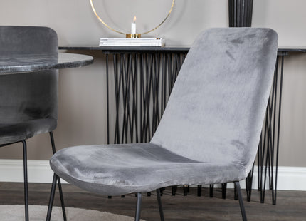 Venture Home Muce & Estelle Matstolar 2-pack Grå + Runda Matbord ⌀106 Mörkgrå
