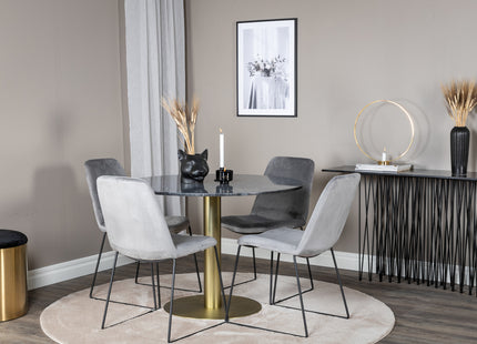 Venture Home Muce & Estelle Matstolar 2-pack Grå + Runda Matbord ⌀106 Mörkgrå