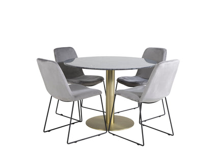 Venture Home Muce & Estelle Matstolar 2-pack Grå + Runda Matbord ⌀106 Mörkgrå