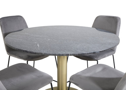 Venture Home Muce & Estelle Matstolar 2-pack Grå + Runda Matbord ⌀106 Mörkgrå