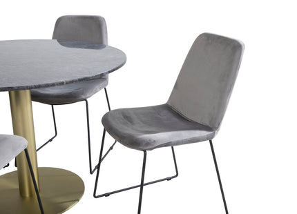 Venture Home Muce & Estelle Matstolar 2-pack Grå + Runda Matbord ⌀106 Mörkgrå