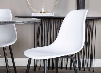Venture Home Polar & Estelle Matstolar 2-pack Vit + Runda Matbord ⌀106 Mörkgrå