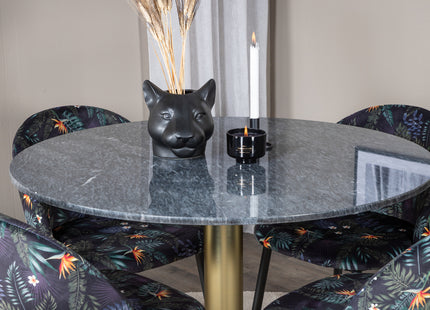 Venture Home Velvet & Estelle Matstolar 2-pack Svart + Runda Matbord ⌀106 Mörkgrå