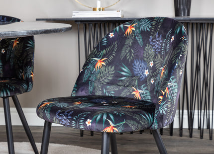 Venture Home Velvet & Estelle Matstolar 2-pack Svart + Runda Matbord ⌀106 Mörkgrå