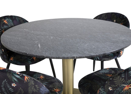 Venture Home Velvet & Estelle Matstolar 2-pack Svart + Runda Matbord ⌀106 Mörkgrå