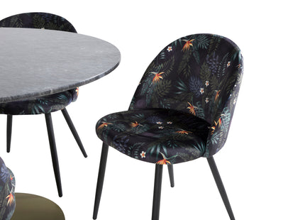 Venture Home Velvet & Estelle Matstolar 2-pack Svart + Runda Matbord ⌀106 Mörkgrå