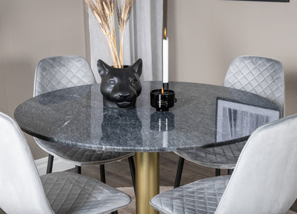 Venture Home Polar & Estelle Matstolar 2-pack Grå + Runda Matbord ⌀106 Mörkgrå