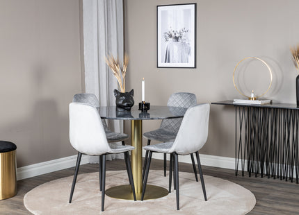 Venture Home Polar & Estelle Matstolar 2-pack Grå + Runda Matbord ⌀106 Mörkgrå