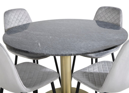 Venture Home Polar & Estelle Matstolar 2-pack Grå + Runda Matbord ⌀106 Mörkgrå