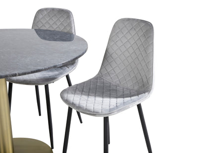 Venture Home Polar & Estelle Matstolar 2-pack Grå + Runda Matbord ⌀106 Mörkgrå