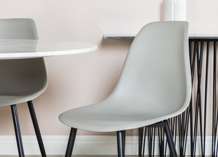 Venture Home Polar & Estelle Matstolar 2-pack Grå + Runda Matbord ⌀106 Vit