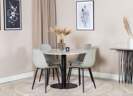 Venture Home Polar & Estelle Matstolar 2-pack Grå + Runda Matbord ⌀106 Vit