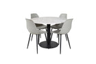 Venture Home Polar & Estelle Matstolar 2-pack Grå + Runda Matbord ⌀106 Vit