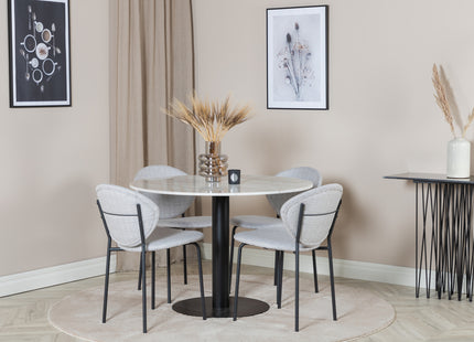 Venture Home Vault & Estelle Matstolar 2-pack Grå + Runda Matbord ⌀106 Vit