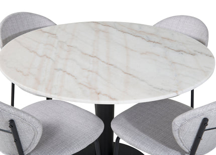 Venture Home Vault & Estelle Matstolar 2-pack Grå + Runda Matbord ⌀106 Vit