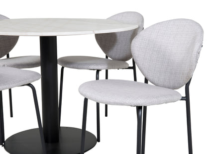 Venture Home Vault & Estelle Matstolar 2-pack Grå + Runda Matbord ⌀106 Vit