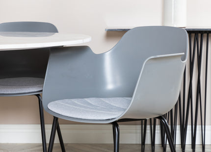Venture Home Comfort & Estelle Matstolar 2-pack Grå + Runda Matbord ⌀106 Vit