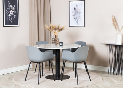 Venture Home Comfort & Estelle Matstolar 2-pack Grå + Runda Matbord ⌀106 Vit