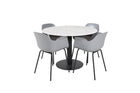 Venture Home Comfort & Estelle Matstolar 2-pack Grå + Runda Matbord ⌀106 Vit